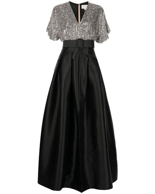 Sachin & Babi Black Simone Sequin-Embellished Gown