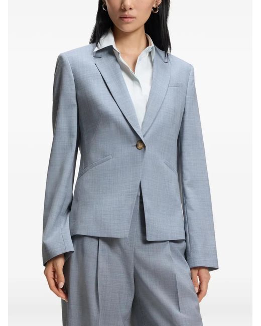 Boss Blue Melange Slim-Fit Blazer