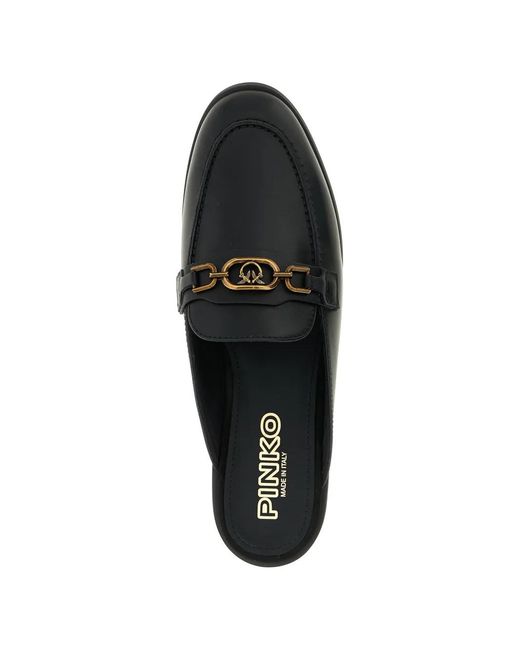 Pinko Black Naty 09 Logo Leather Sabot