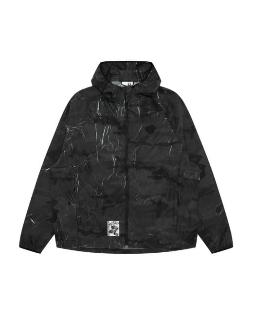 Aape By A Bathing Ape Black Camouflage-Print Hooded Jacket for men