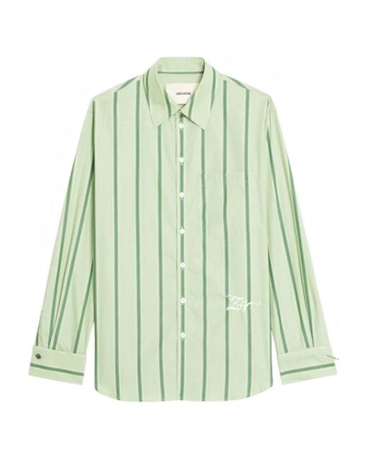 Zadig & Voltaire Women's Green Morning Striped Shirt