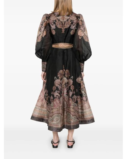 Zimmermann Black Illustration Structured Maxi Dress