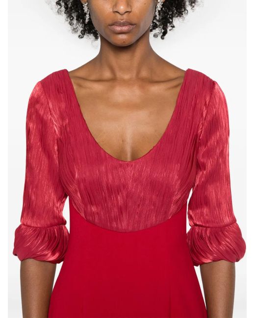 V:PM ATELIER Red Flora Scoop-Neck Gown