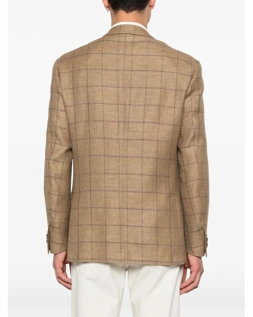 Corneliani Natural Checked Button Jacket for men