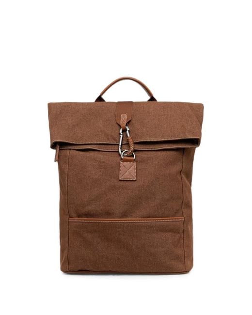 Benetton Brown Carabiner-Fastening Backpack for men