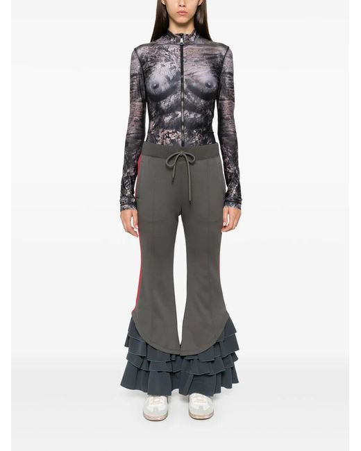 Facetasm Gray Ruffled Track Pants