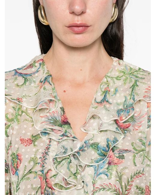Etro Multicolor Ruffled Floral Top