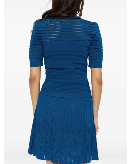 Balmain Blue Sheer-Panelled Lion-Head Top