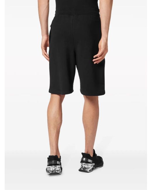 Philipp Plein Black Scratch-Print Track Shorts for men