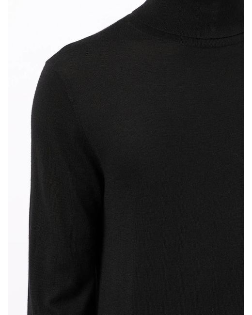 N.Peal Cashmere Black Fine Knit Roll Neck Jumper for men