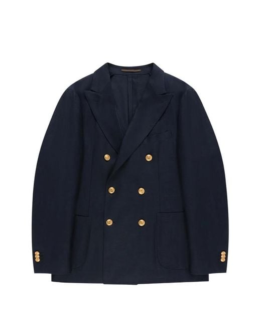 Slowear Blue Double-Breasted Blazer for men