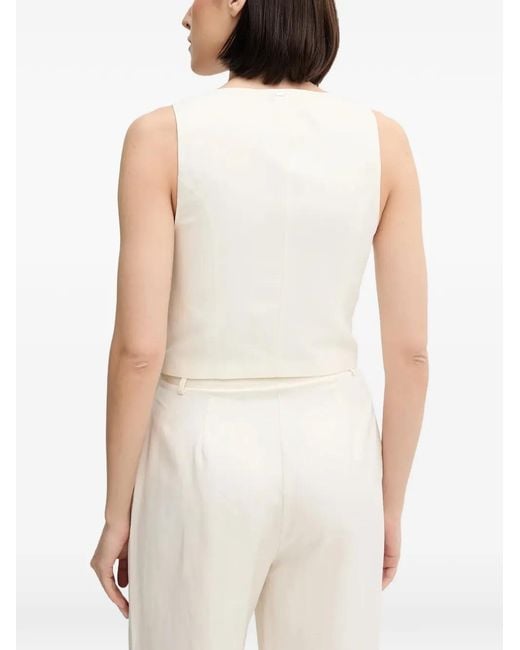 GAUDI White V-Neck Buttoned Vest