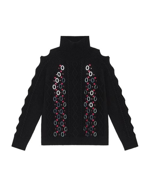 Maliparmi Black Cable-Knit Embellished Sweater
