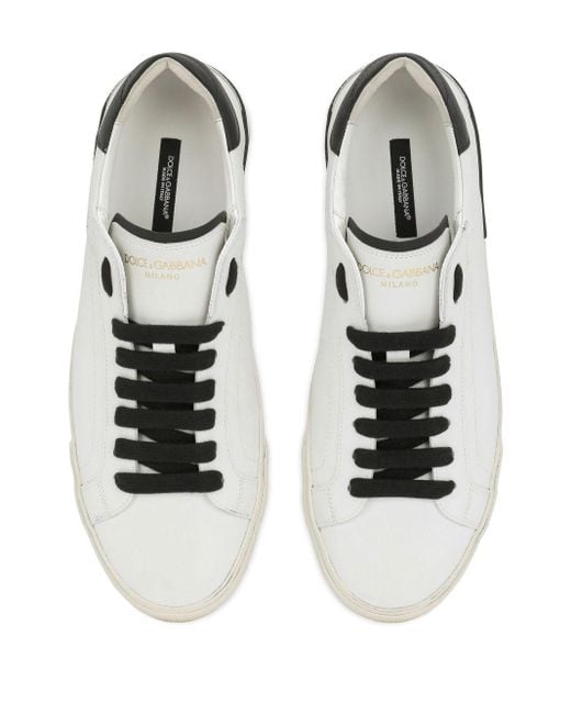 Dolce & Gabbana Nappa Lederen Portofino Sneakers in het White voor heren