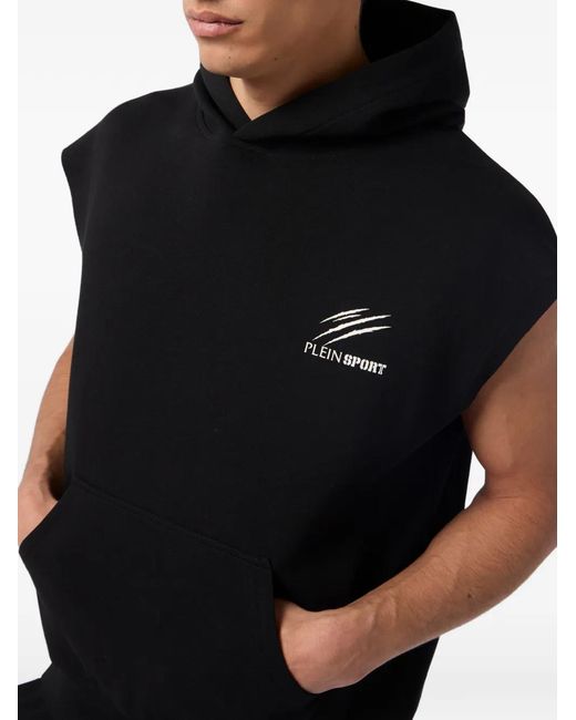 Philipp Plein Black Logo-Detail Sleeveless Hoodie for men