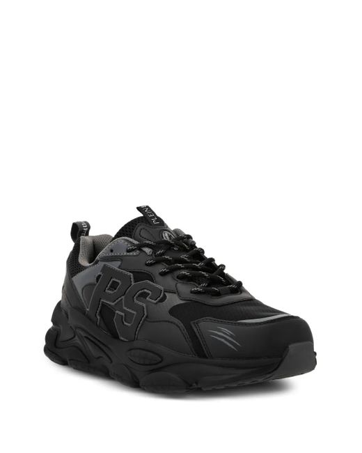Philipp Plein Black Lo-Top Logo-Patch Sneakers
