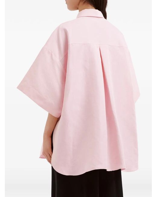 Enfold Pink Chest-Pocket Oversized Short-Sleeved Shirt