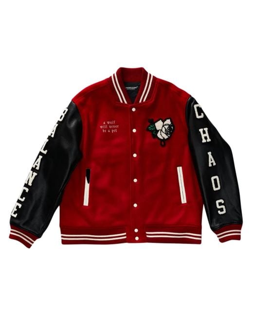 Undercover Red Wolf Rose Varsity Jacket