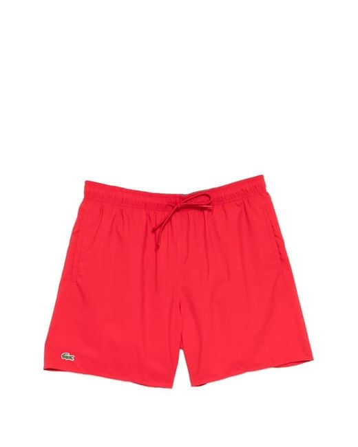 Lacoste Red Drawstring Swim Shorts for men