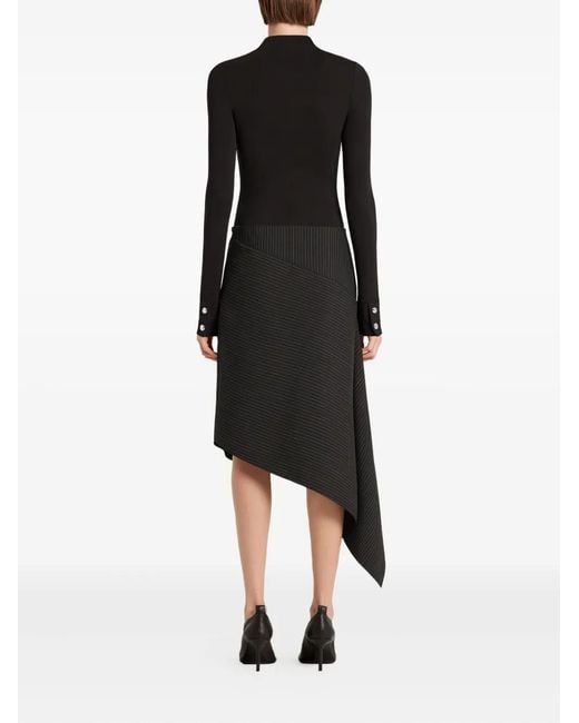 Courreges Black Asymmetrical Pinstripe Skirt