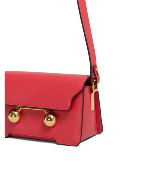 Marni Red Mini Sac Porté Épaule Trunk En Cuir