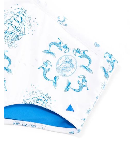 Amir Slama Blue Graphic-Print Swim Shorts for men