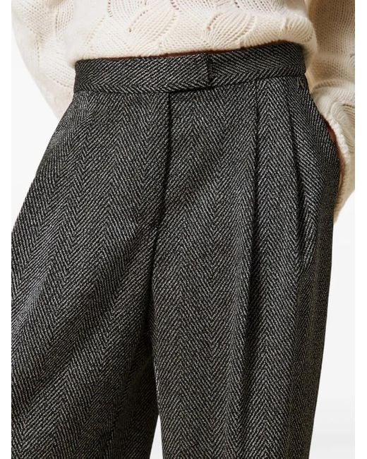 Twinset Gray Palazzohose mit Fischgrätenmuster