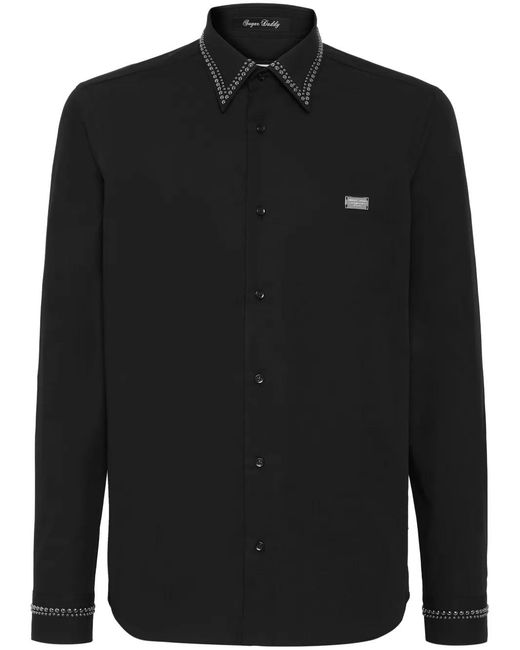 Philipp Plein Black Shirt Sugar Daddy Skull & Bones for men