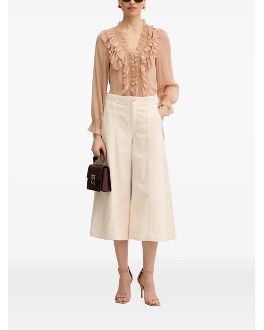 Morgan Natural Ruffled V-Neck Top