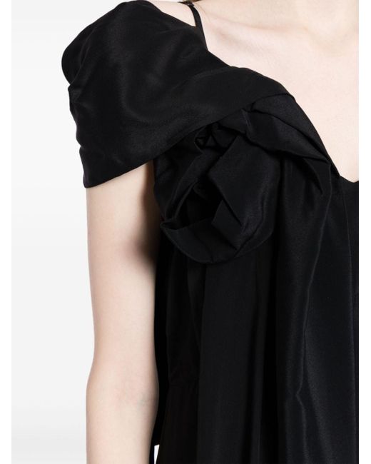 Slip dress con aplique de rosa Simone Rocha de color Black