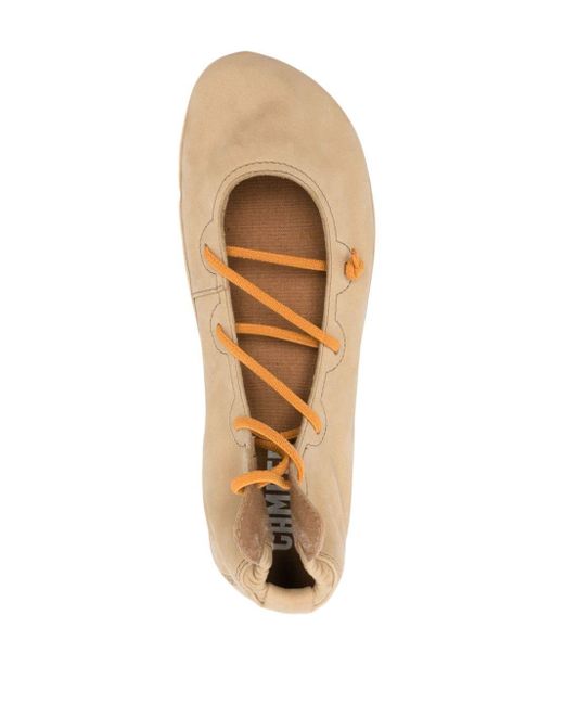 Camper Natural Right Nina Leather Ballerina Shoes