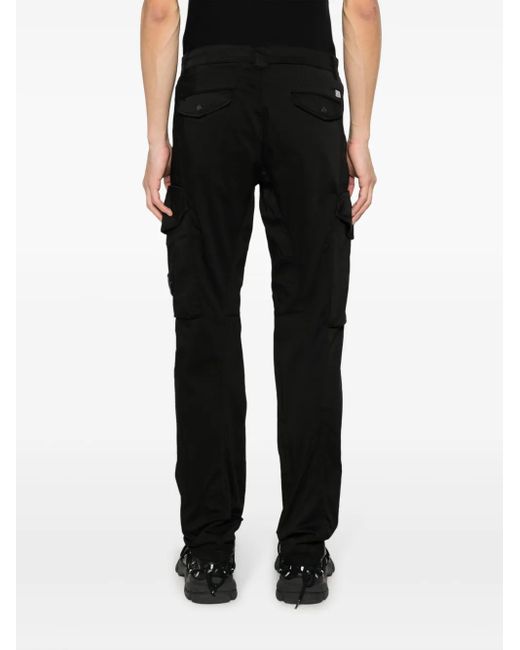 C P Company Black Cotton Cargo Trousers for men
