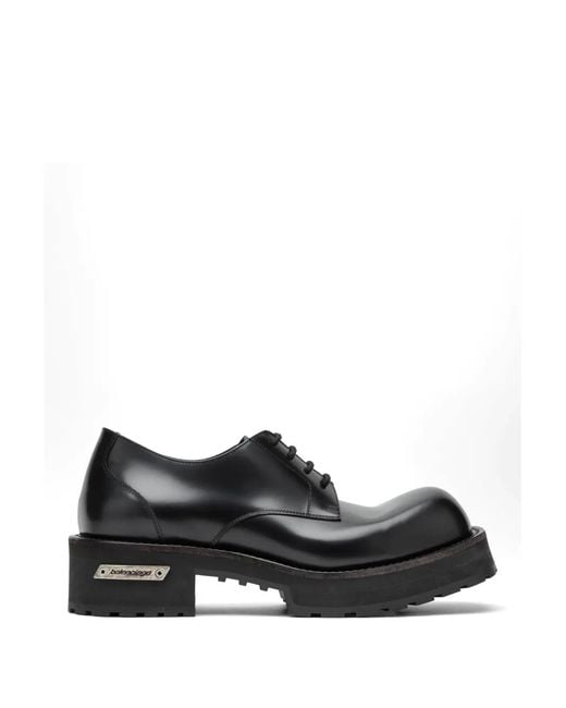 Balenciaga Black Venom Lace-Up Leather Derby Shoes for men