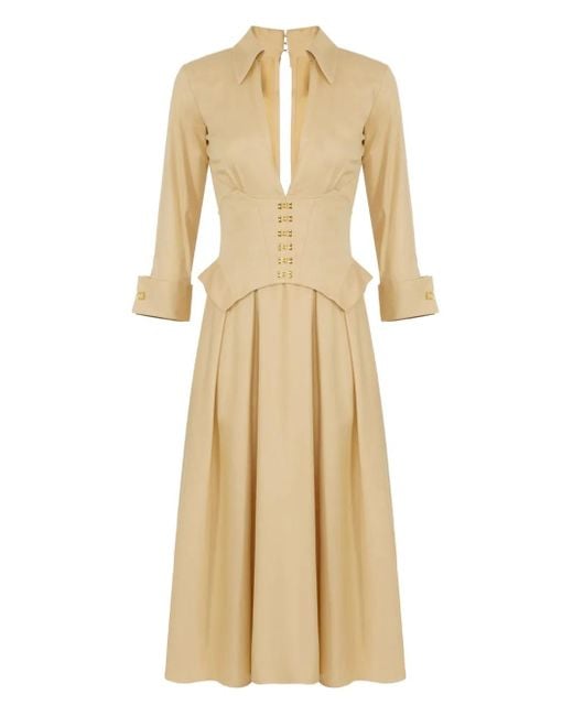 Elisabetta Franchi Natural Logo-Plaque Cotton Dress