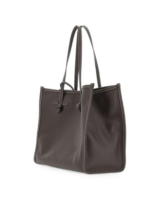 MARCELLA CLUB Black Marcella Knot-Detail Leather Tote Bag