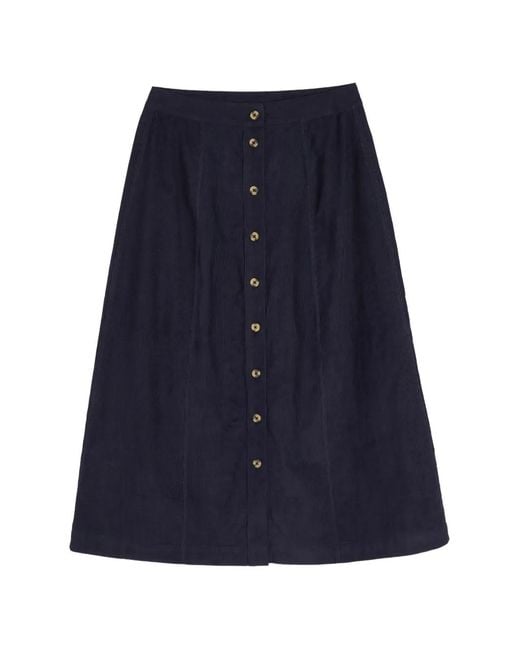 Chinti & Parker Blue Midi Button-Front A-Line Skirt