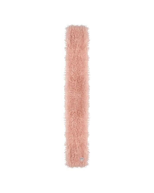 Ganni White Fluffy-Texture Scarf