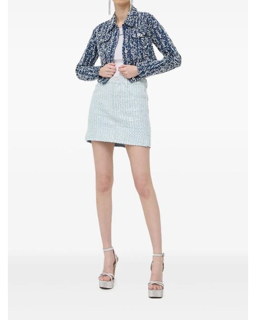 Miss Sixty Blue Sequin-Embellished Denim Mini Skirt