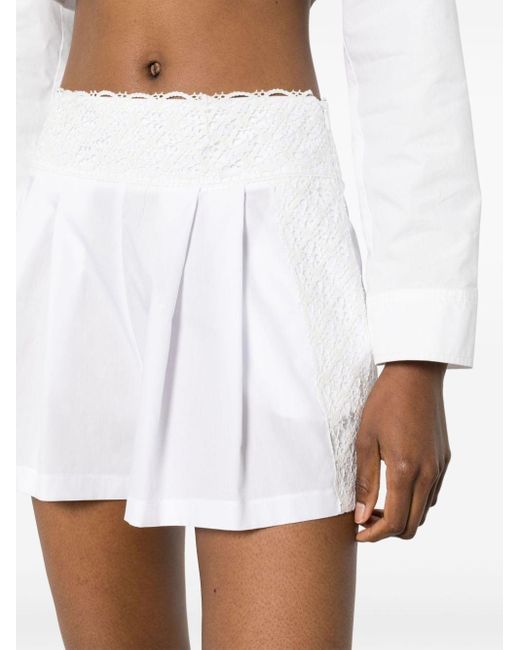 Ermanno Scervino White Lace-Appliqué Shorts