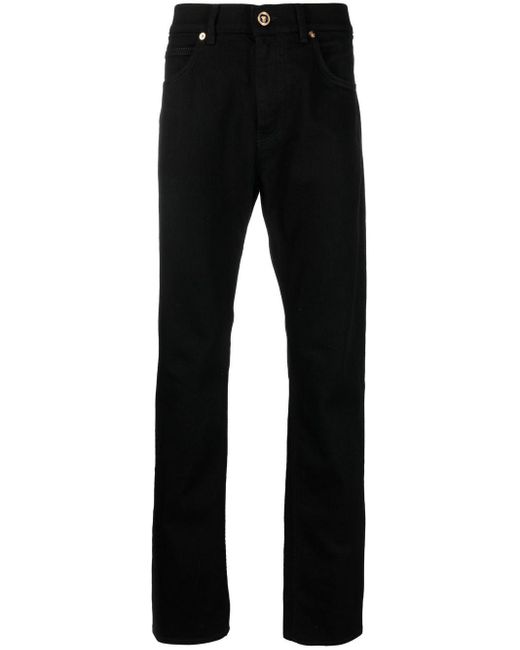 Versace Black Mid-rise Straight Jeans for men
