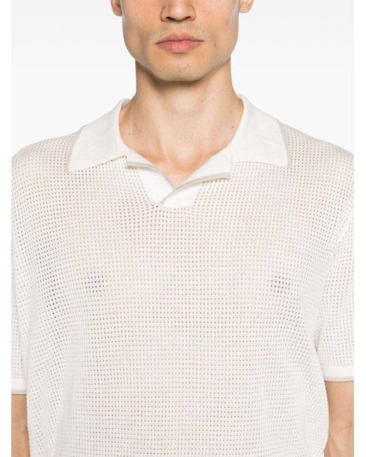 Roberto Collina White Open-knit Cotton Polo Shirt for men