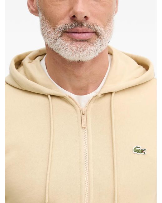 Lacoste Natural Logo-Patch Zip-Up Hoodie for men