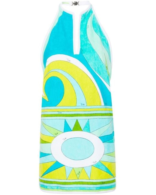 Emilio Pucci Blue Iride-Print Towelling Minidress