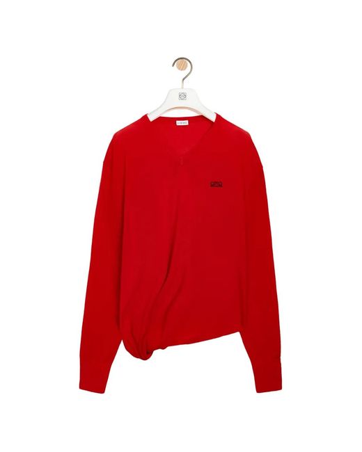 Pull Torsadé À Col V Loewe en coloris Red