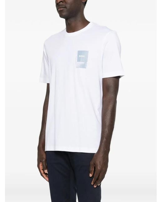 Boss White Patch T-Shirt for men