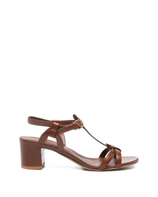 Roberto Del Carlo Pink Betty T-Bar Block-Heel Sandals