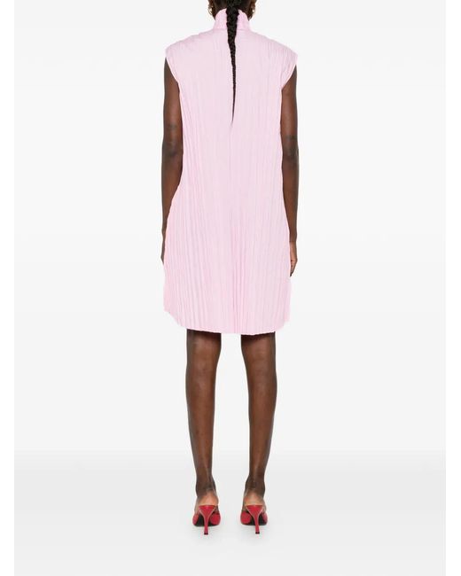 Moschino Pink Bow Pleated Mini Dress