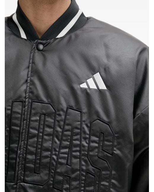 Adidas Gray Stadium Logo-Embroidered Bomber Jacket for men