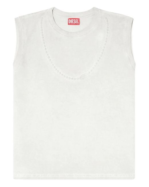 Camiseta T-EMBEJ con cadena en relieve DIESEL de color White