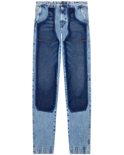 DIESEL Blue D-p-5-d 0ghaw Mid-rise Tapered Jeans for men